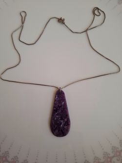 Purple Stone Teardrop Pendant Necklace
