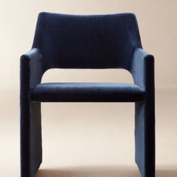 Beautiful Set Of 4 Foley Navy Faux Mohair Dining Armchairs