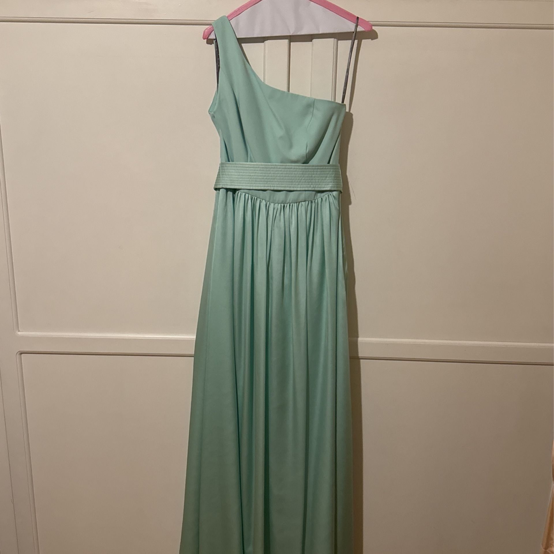 mint green one shoulder bridesmaid dresses Country Style One shoulder Bridesmaid Dresses Long Pastel Bridesmaid Dresses  FS074