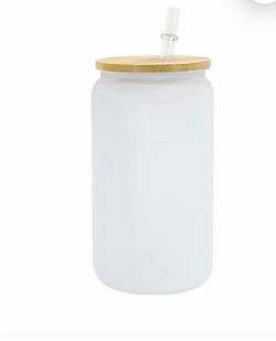 Frosted glass cups with glass straw
