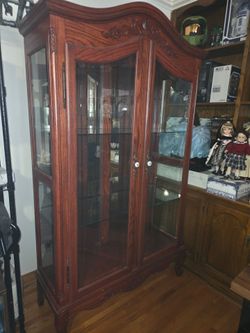 Wood glass door cabinet