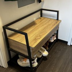 entryway bench with storage and shoe rack