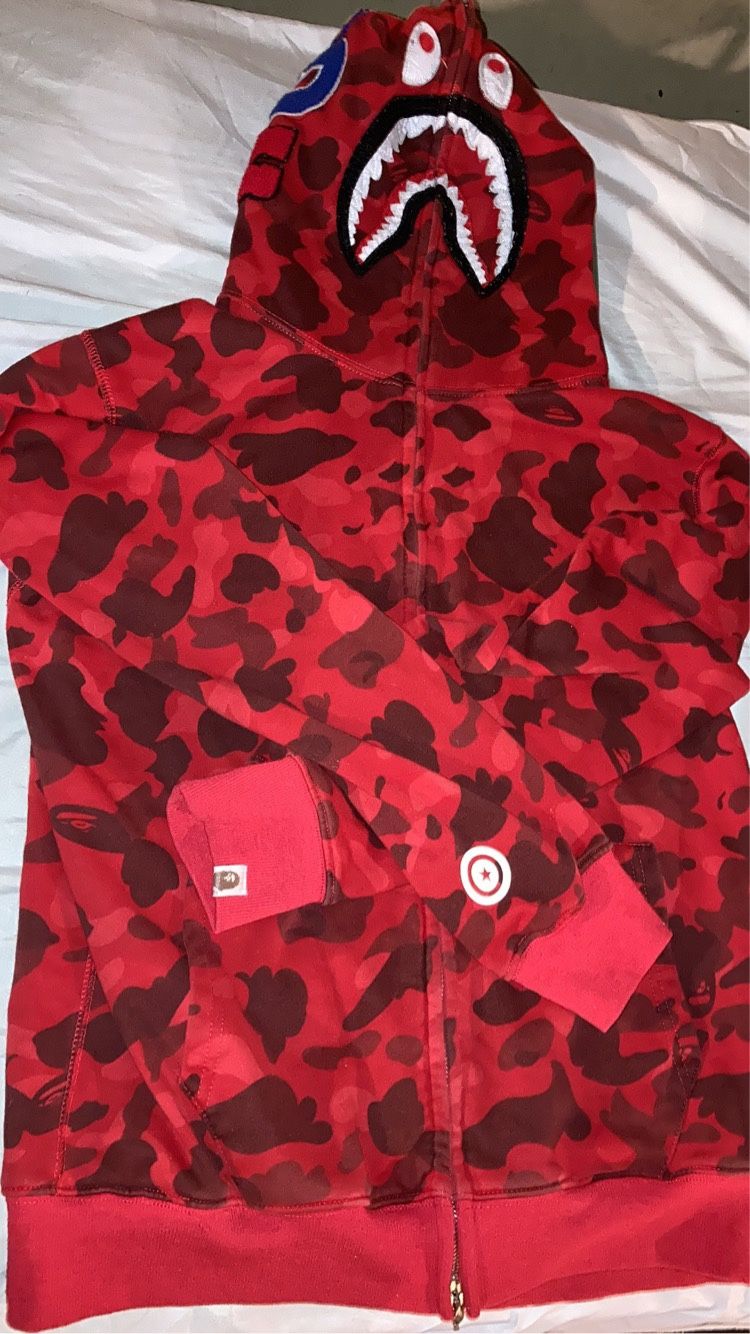 Red Bape Zip Up Size Large