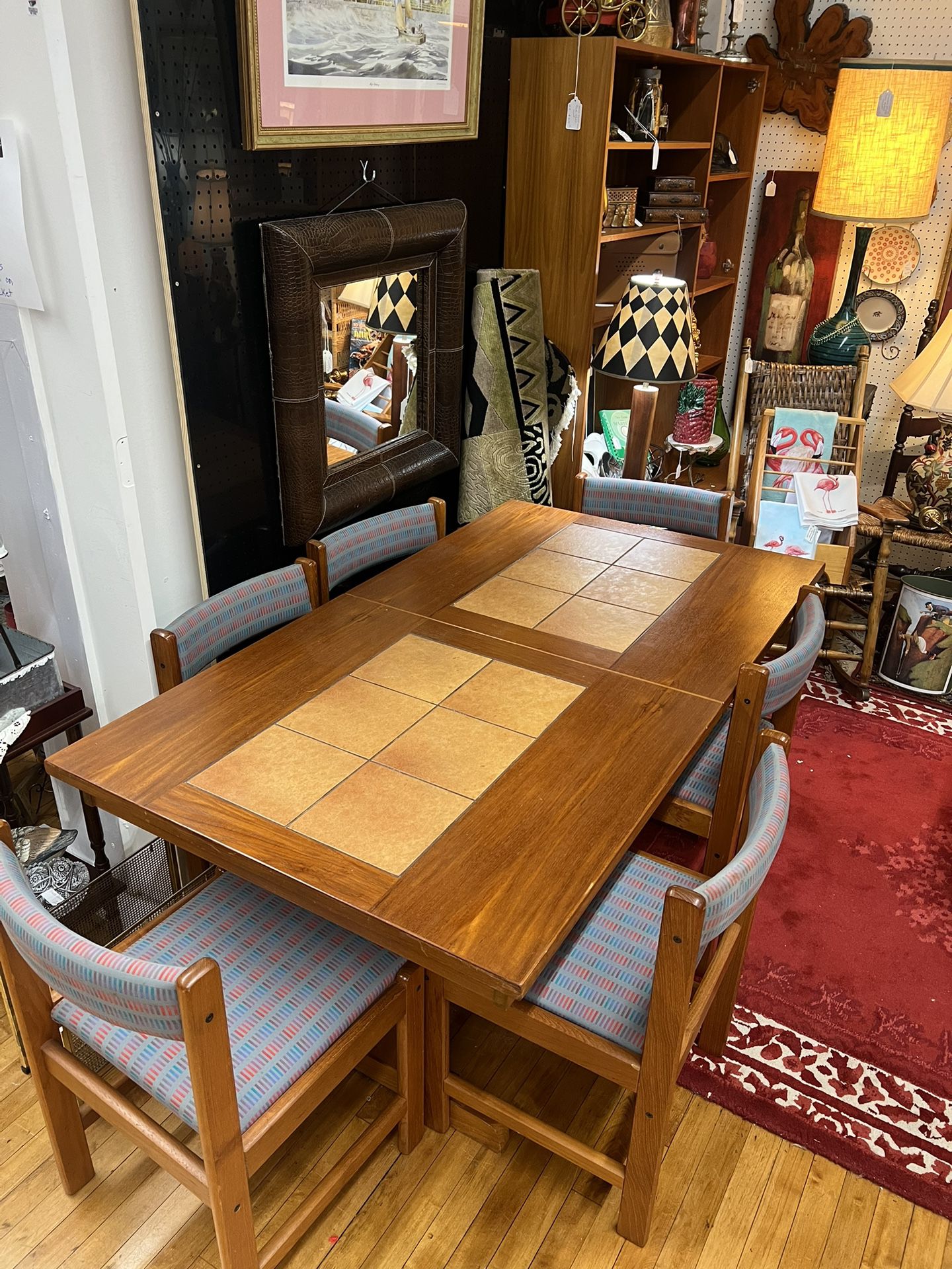 Mid-Century Teak Tiled Dining Table & Chairs by Ansager Mobler, 1970s