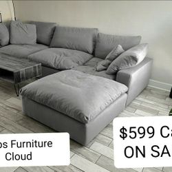 Gray Cloud Modular Sectional Couch Sofa 