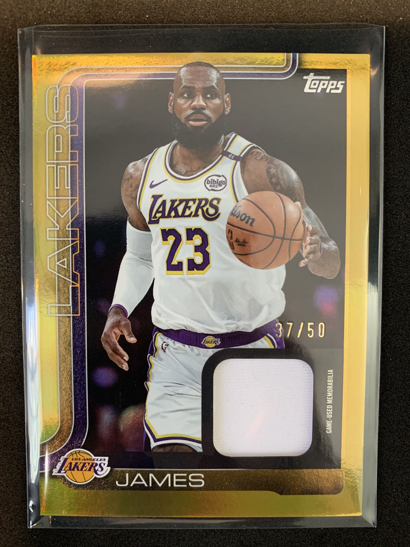 2025 Topps LeBron James GOLD Game-Used Jersey Relic /50