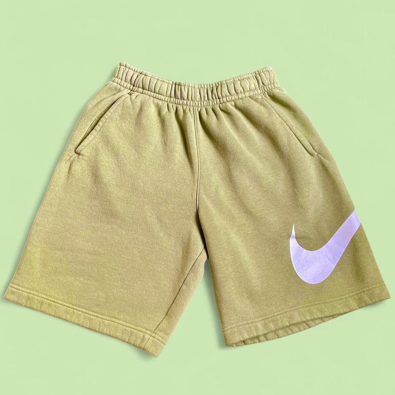NEW!! Nike Green Shorts Size Medium/Large Big Swoosh Logo White