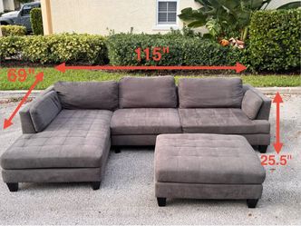Gray Sectional & Ottoman – Delivery Available 🛻