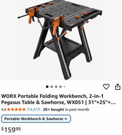 New Workbench & Sawhorse WORX Pegasus Portable Folding