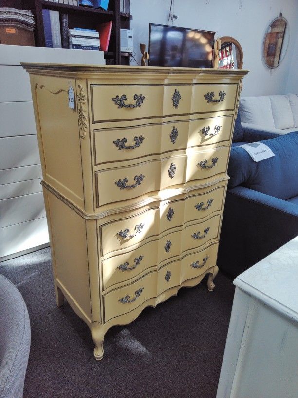 6 Drawers Chest Yellow Solid Wood  38"W x 24"D x 54"H