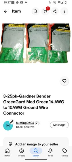 3-25pk-Gardner Bender GreenGard Med Green 14 AWG to 10AWG Ground Wire Connector