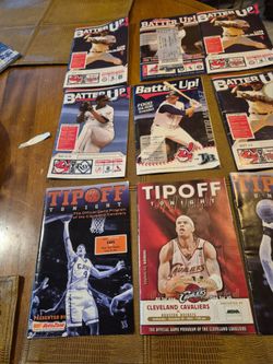 Six vintage Cleveland Indians game day programs and three Cleveland Cavaliers