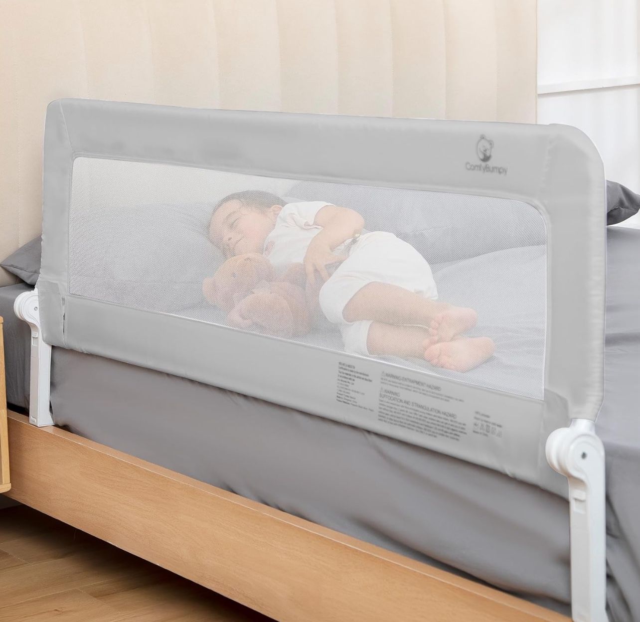 ComfyBumpy 1-Pack Bed Rail for Toddlers 55.5" L x 23.5" H | Extra Tall Toddler Bed Rails for Twin, Full, Queen & King Mattress Size | Swing Down Rail