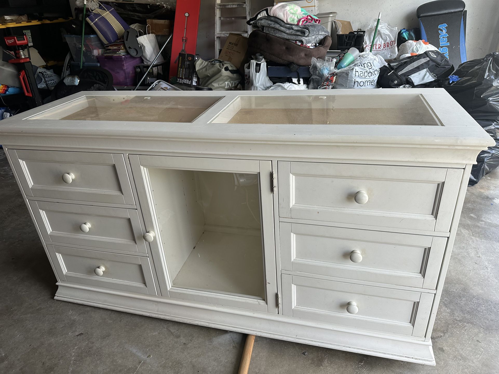 Pottery Barn White Dresser With Shadow Box Top 