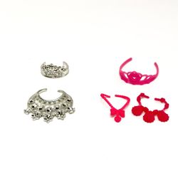 Barbie Fashionistas Silver and Pink Tiaras and Necklaces Set