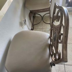 Iron Upholstered Genuine Leather Counter Stools 