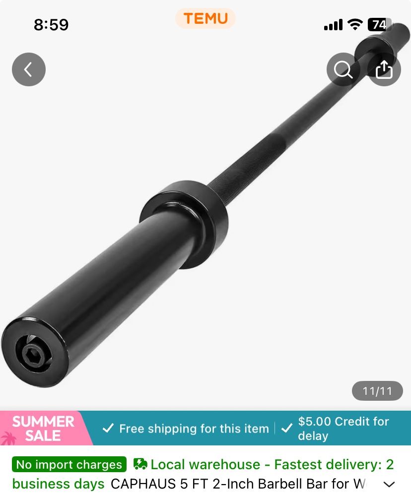Caphaus Olympic Weight Bar 5’ 2”