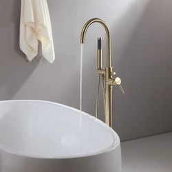 Brewst Brass Freestanding Single/Double Handle Tub Filler Faucet with Handshower