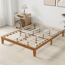 12” KING SIZE WOOD BED FRAME WITH WOOD SLATS/REFER TO PHOTOS FOR ACTUAL COLOR📣CROSSROADS 👇