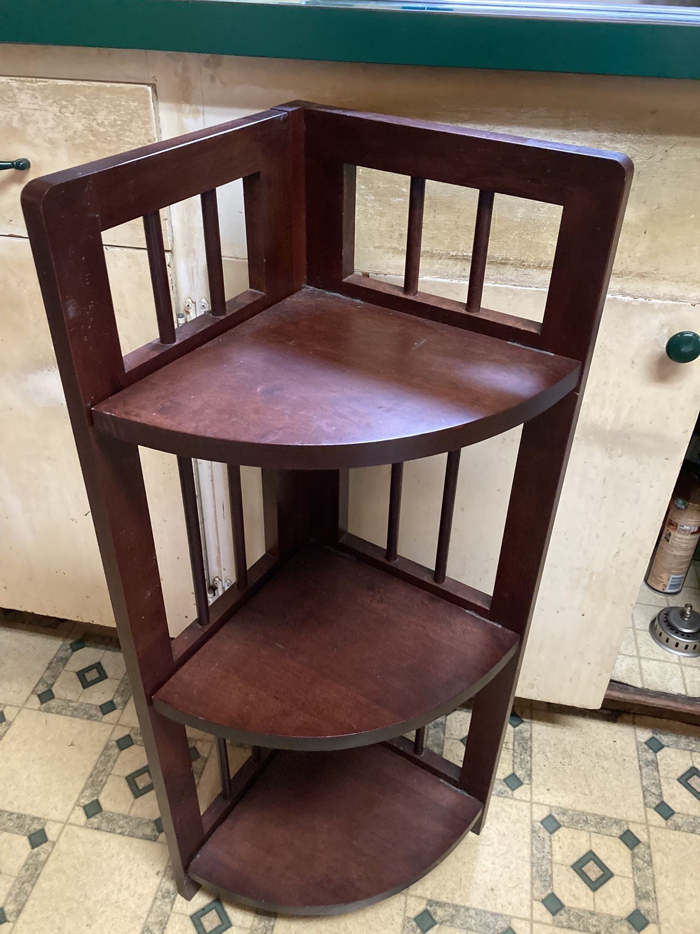 Mission Style 3 Tier Folding Corner Shelf
