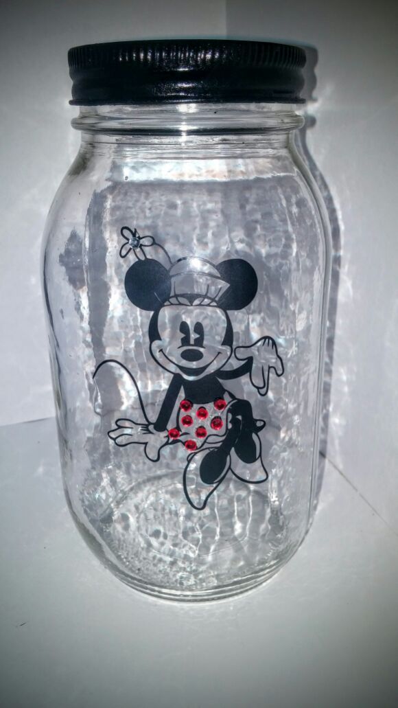 Minnie mouse with bling Stash jar