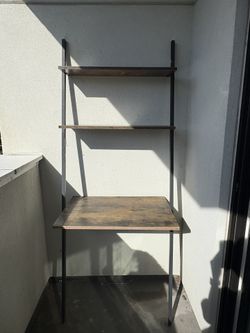 Ladder Computer Desk, Small Home Office Writing Desk with Bookshelf, Industrial Ladder Shelf