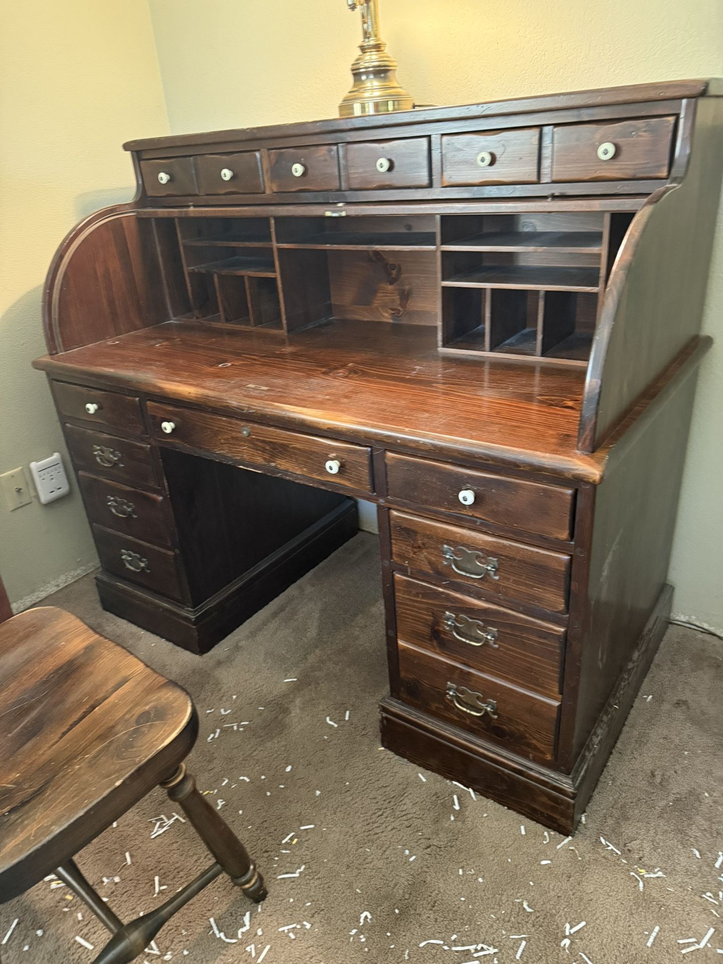 Ethan Allen 1977 Pine Roll Top Desk