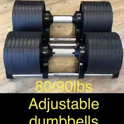 NEW 90/80LBS Adjustable dumbbell pair weight lifting, workout, fitness, exercise, home gym