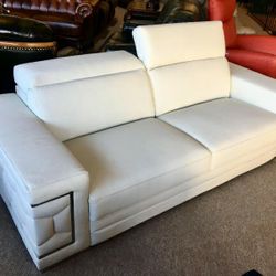 Italian Leather White Modern Sofa
