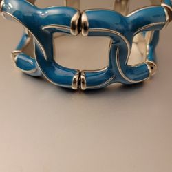 Vintage Bracelet - Stretch - Turquoise & Silver Tone Colors

