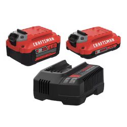 CRAFTSMAN V20 20-V 2-Pack Lithium-ion Battery and Charger (4 Ah and 2 Ah)