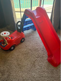 Toddler slide and Spider Man car