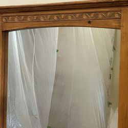 Beautiful Leaf Inlay Pine Mirror For Dresser 