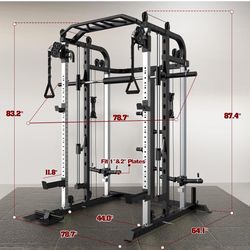 Multifunctional Power Cage Rack with Smith Bar