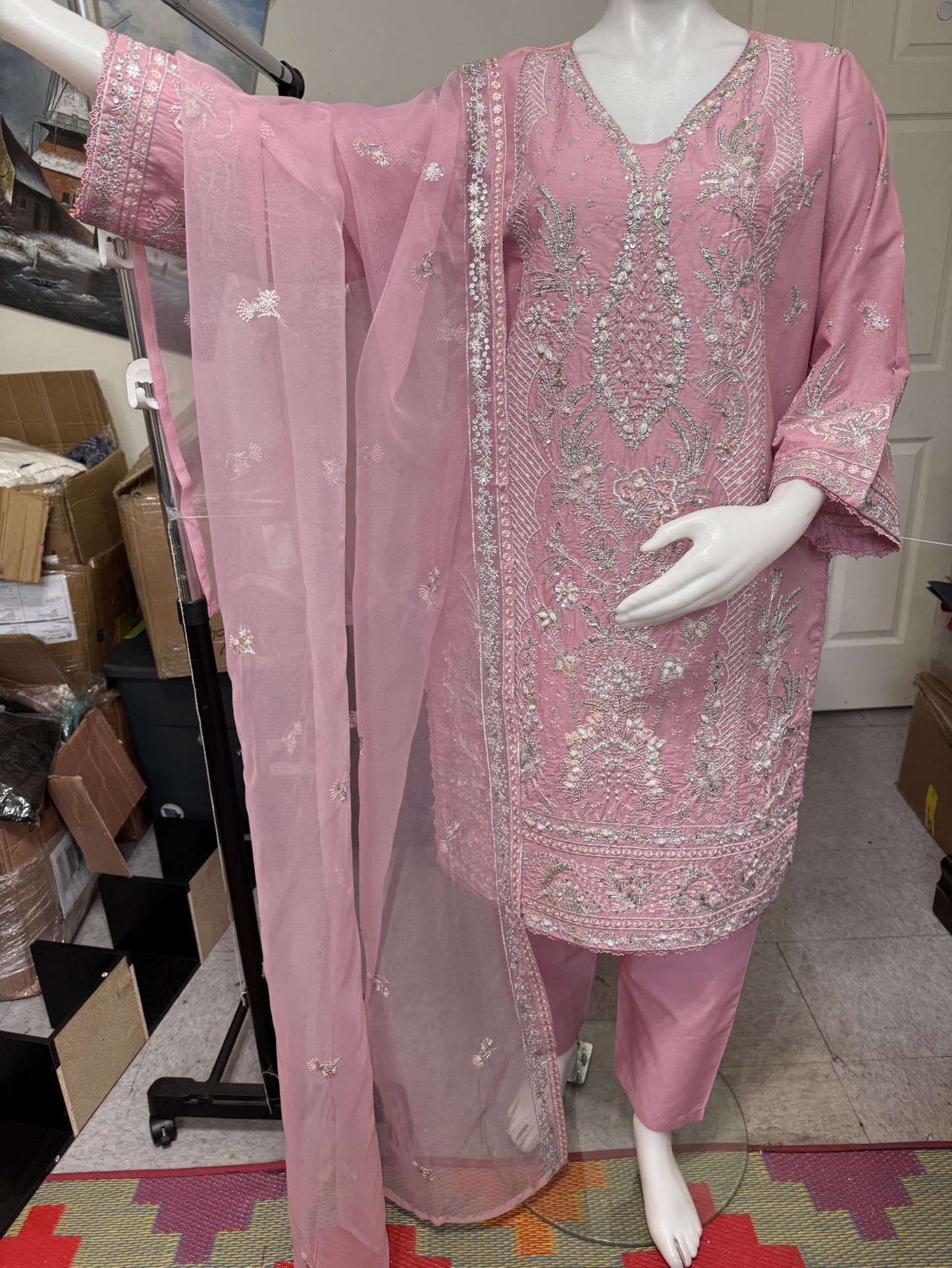 Cotton Embroidered Party Wear Dress
