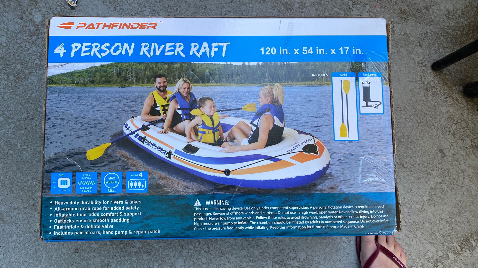 Brand New Unopened Inflatable 4 Person Raft With Pump. HARD TO FIND