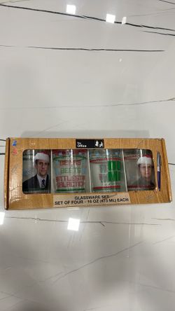 The Office  Gift Pint Glass Set 4 Michael Scott Dwight 16 Oz Glassware