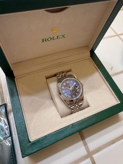 500 OBO Rolex Datejust 41 Azzurro Blue Roman Dial Fluted Bezel Jubilee Braclet