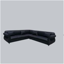 BRAND NEW 9x9ft SECTIONAL SOFA COUCH SET, BLACK MICROFIBER. CUSTOM MADE AVAILABLE
