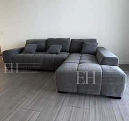 Grey Linen Sofa Sectional 🔥buy Now pay Later 