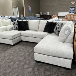 Grey Double Chaise Sectional Sofa 