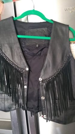 Leather motorcycle vest