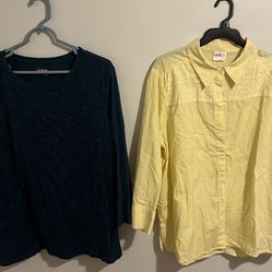 2 women's xl tops / dress shirts Chic and basic editions