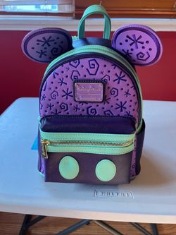 Disney Parks x Loungefly The Nightmare Before Christmas / Oogie Boogie Neon Green & Purple Mickey Mouse Mini Backpack