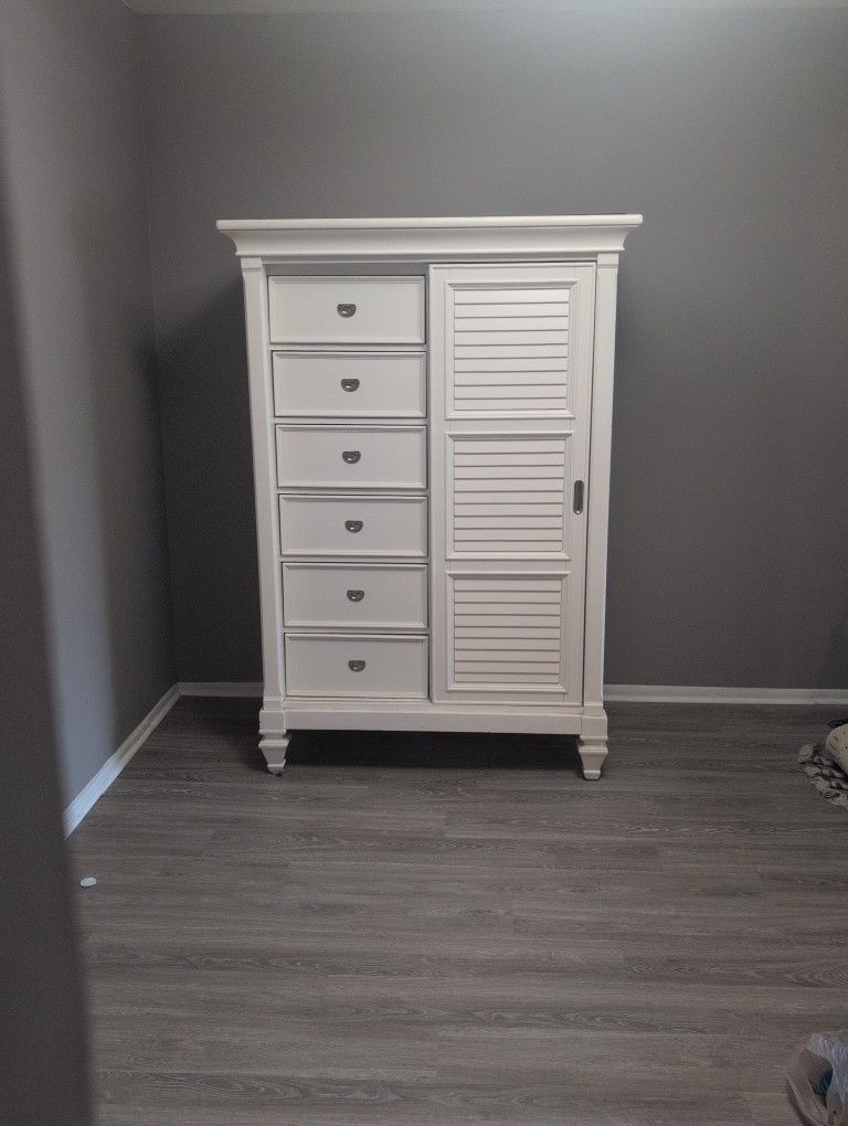 White Tall Dresser/Chest Of Drawers