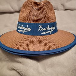 Los Angeles Dodgers straw fedora blue ribbon