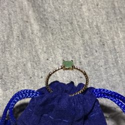Emerald Ring With Diamonds On 14k Gold