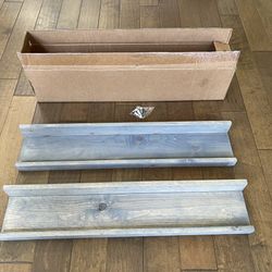 New! Wayfair Floating Wall Shelves (2 pc. Set) Grey Wood Picture Ledge