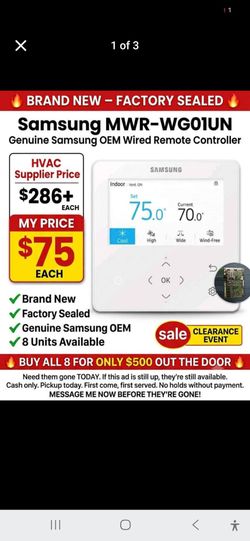 Samsung MWR-WG01UN Wired Remote Controller - Brand New OEM (8 Available)