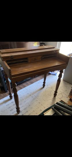 Vintage Solid Wood Secretary Desk Flip Top